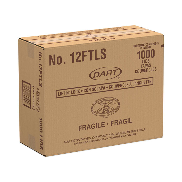 Lift n' Lock Plastic Hot Cup Lids, With Straw Slot, Fits 10 oz to 14 oz Hot Cups, Translucent, 100/Sleeve, 10 Sleeves/Carton