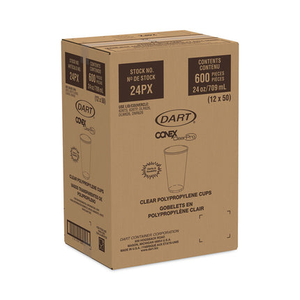 Conex ClearPro Plastic Cold Cups, 24 oz, 50/Bag, 12 Bags/Carton