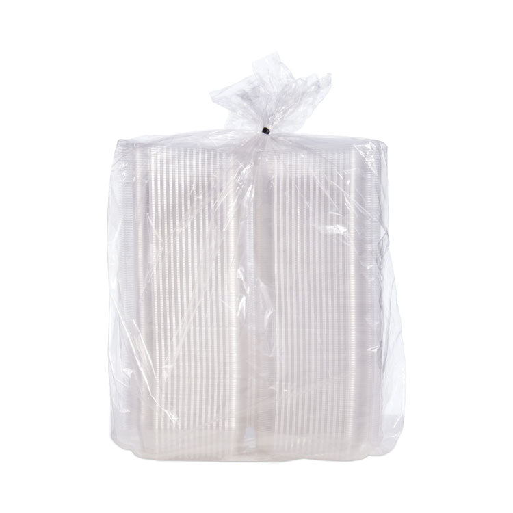 StayLock Clear Hinged Lid Containers, 6.5 x 6.1 x 3, Clear, Plastic, 125/Pack, 4 Packs/Carton