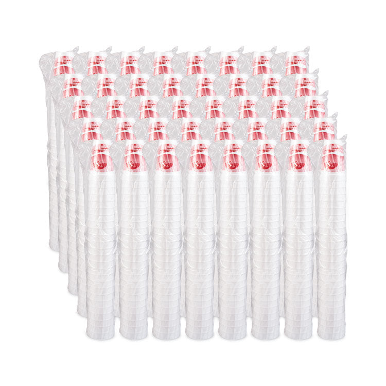 Horizon Hot/Cold Foam Drinking Cups, 16 oz, White/Cranberry, 25/Bag, 40 Bags/Carton