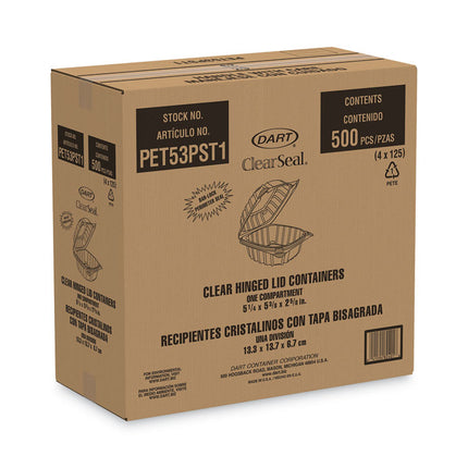 ClearSeal Hinged-Lid Plastic Containers, 13.8 oz, Clear, Plastic, 500/Carton