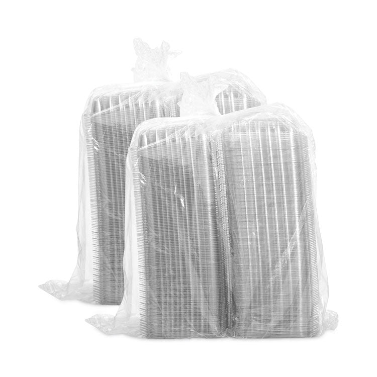ClearSeal Hinged-Lid Plastic Containers, 8.31 x 8.31 x 2, Clear, Plastic, 125/Bag, 2 Bags/Carton