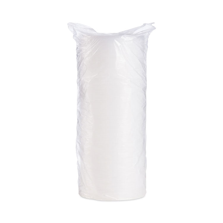 Plastic Lids for Foam Cups, Bowls and Containers, Flat, Vented, Fits 6 oz to 32 oz, Translucent, 100/Pack, 10 Packs/Carton