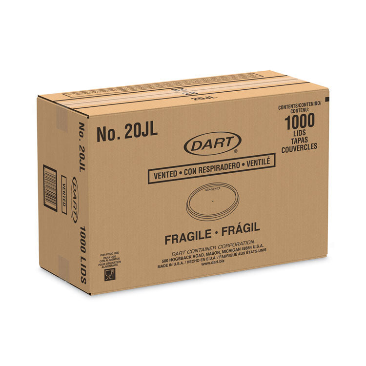 Plastic Lids for Foam Cups, Bowls and Containers, Flat, Vented, Fits 6 oz to 32 oz, Translucent, 100/Pack, 10 Packs/Carton