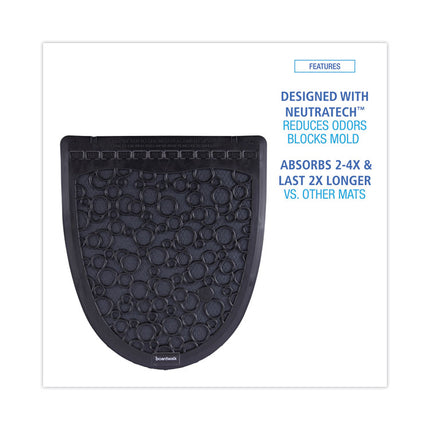 Disposable Urinal Floor Mat 2.0, Slip-Resistant Rubber, 17.5 x 20, Black, 6/Carton