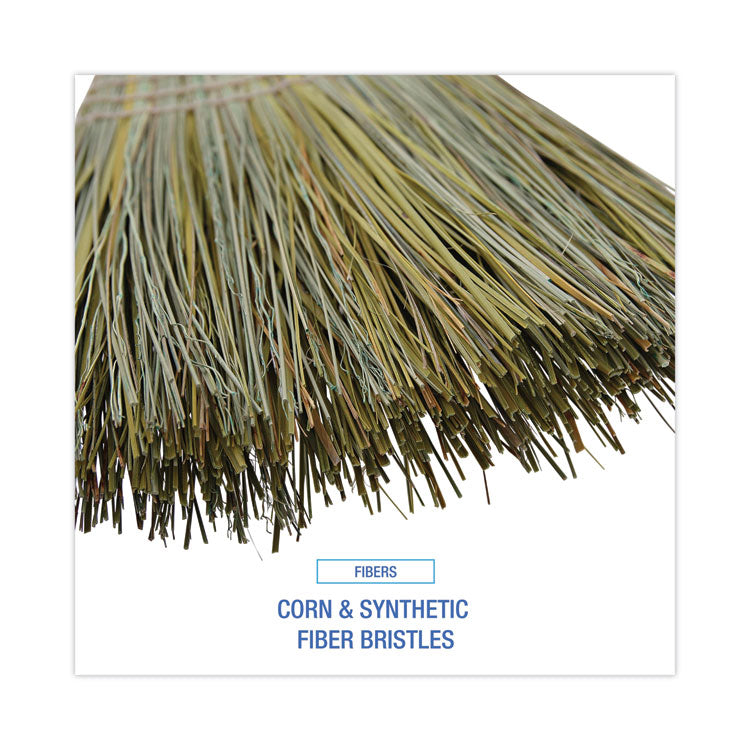Corn/fiber Brooms, Corn/synthetic Fiber Bristles, 60" Overall Length, Gray/natural, 6/carton