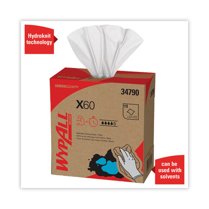 General Clean X60 Cloths, POP-UP Box, 8.34 x 16.8, White, 118/Box, 10 Boxes/Carton