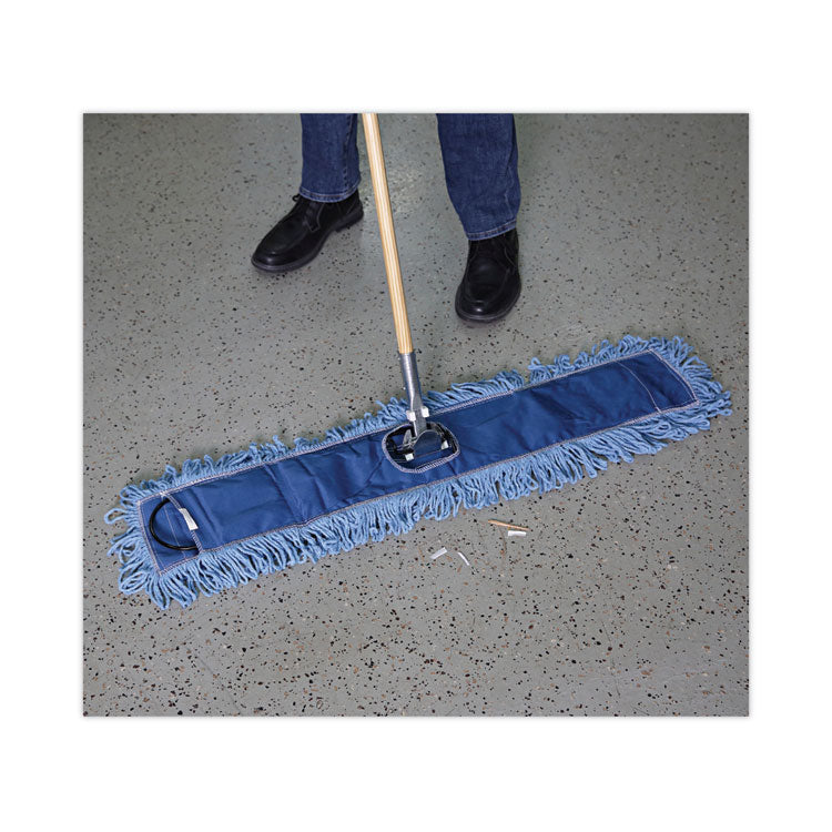Dust Mop Head, Cotton/synthetic Blend, 36 X 5, Looped-End, Blue