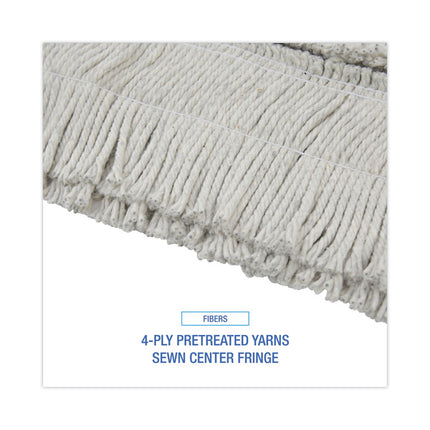 Disposable Dust Mop Head, Cotton, Cut-End, 60w X 5d