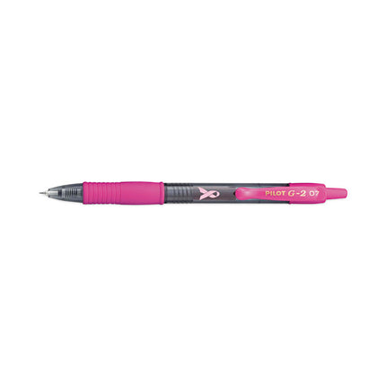 G2 Premium Breast Cancer Awareness Gel Pen, Retractable, Fine 0.7 mm, Black Ink, Smoke/Pink Barrel, 2/Pack