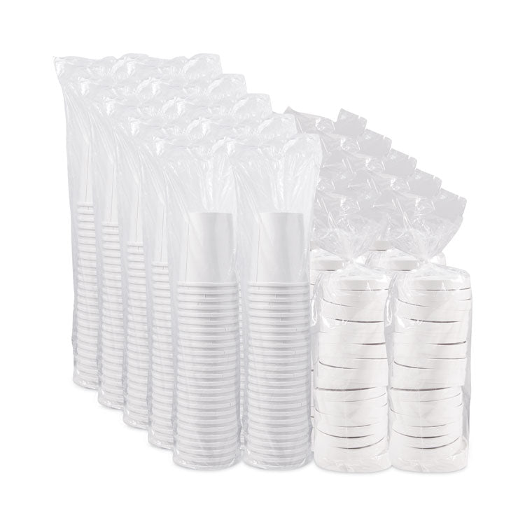 Flexstyle Double Poly Food Combo Packs, 32 oz, White, Paper, 25 Cups and 25 Lids/Pack, 10 Packs/Carton