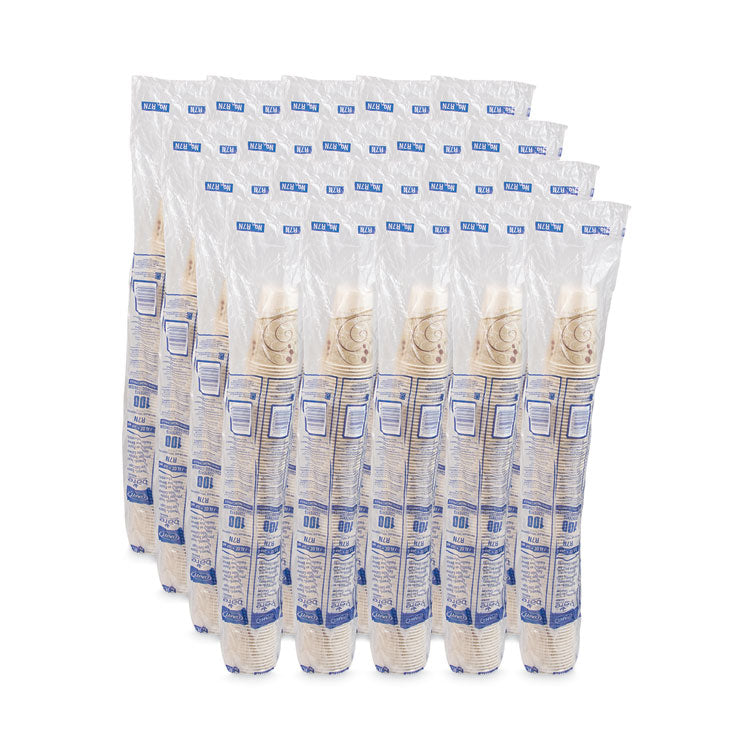 Symphony Design Wax-Coated Paper Cold Cups, 7 oz, Beige/White/Red, 100/Sleeve, 20 Sleeves/Carton