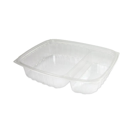ClearPac Containers, 2 Compartments, 32.8 oz, 7.4 x 9 x 1.7, Clear, Plastic, 63/Pack, 4 Packs/Carton
