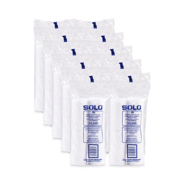 Polystyrene Vented Hot Cup Lids, Fits 4 oz Hot Cups, Plastic, White, 100/Pack, 10 Packs/Carton