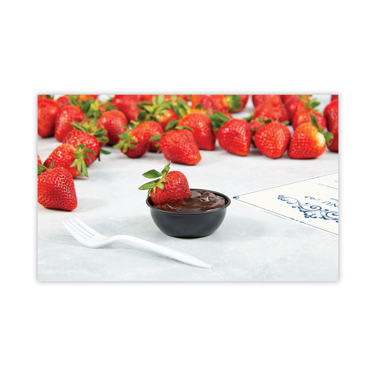 Polystyrene Portion Cups, 3.5 oz, Plastic, Black, 250/Bag, 10 Bags/Carton