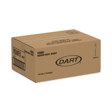 Reliance Mediumweight Cutlery, Fork, Plastic, White, 100/Box, 10 Boxes/Carton