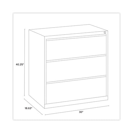 Lateral File, Three Legal/Letter/A4-Size File Drawers, 30" x 18.62" x 40.25", Black