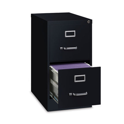 Two-Drawer Economy Vertical File, Letter-Size File Drawers, Black, 15" x 22" x 28.37"