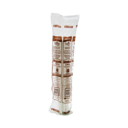 Bare Eco-Forward PLA Paper Hot Cups, 8 oz, White/Green/Orange, 50/Bag, 20 Bags/Carton