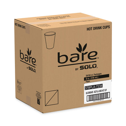 Bare Eco-Forward PLA Paper Hot Cups, 8 oz, White/Green/Orange, 50/Bag, 20 Bags/Carton