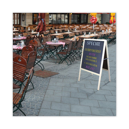 Black Chalkboard Marquee Sign, Black 24" x 42" Surface, Natural Wood Frame, 25" x 24" x 48.5"