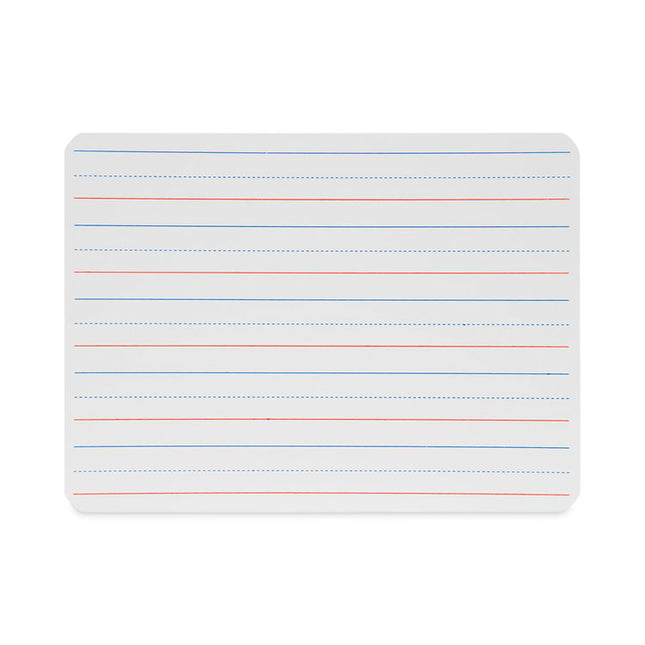 Magnetic Two-Sided Red/Blue Ruled Dry Erase Board, 12" x 9", White Surface, 12/Pack