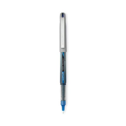 VISION Rollerball Pen, Stick, Extra-Fine 0.5 mm, Blue Ink, Black/Blue/Clear Barrel, 12/Pack