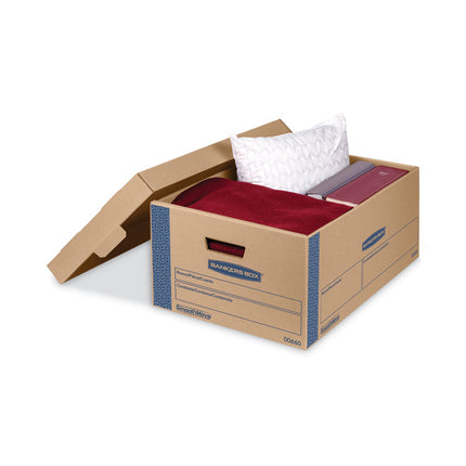 SmoothMove Prime Moving/Storage Boxes, Lift-Off Lid, Half Slotted Container, Large, 15" x 24" x 10", Brown/Blue, 8/Carton