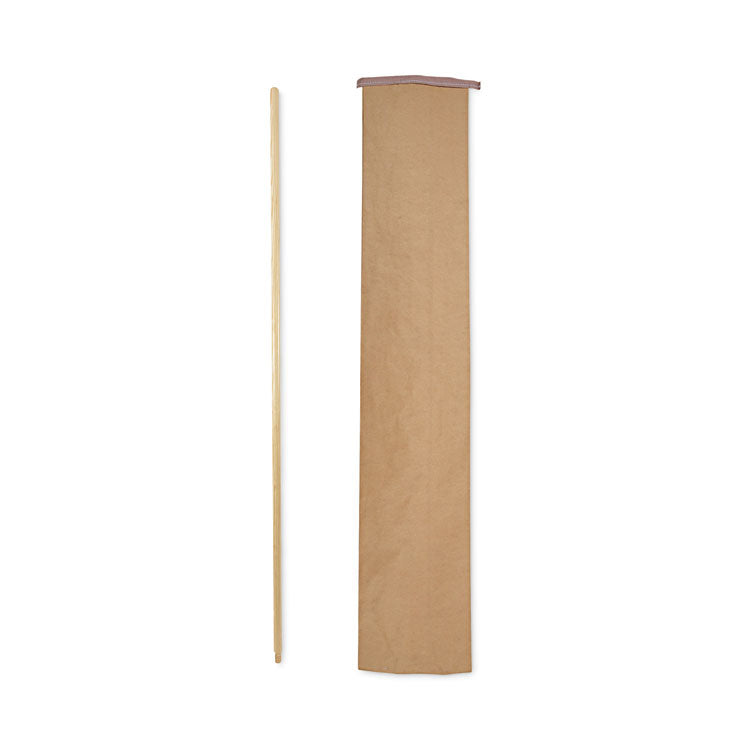 Threaded End Broom Handle, Lacquered Wood, 0.94" dia x 60", Natural