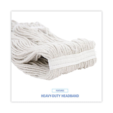 Premium Cut-End Wet Mop Heads, Rayon, 16oz, White, 12/carton