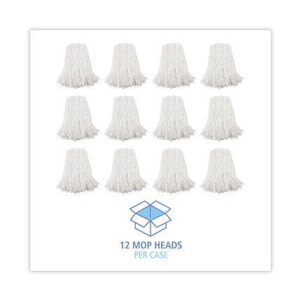 Premium Cut-End Wet Mop Heads, Rayon, 16oz, White, 12/carton