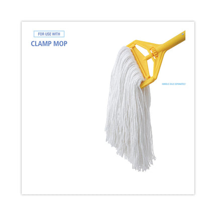 Premium Cut-End Wet Mop Heads, Rayon, 20oz, White, 12/carton
