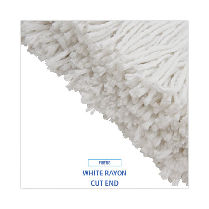 Premium Cut-End Wet Mop Heads, Rayon, 20oz, White, 12/carton