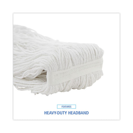 Premium Cut-End Wet Mop Heads, Rayon, 20oz, White, 12/carton