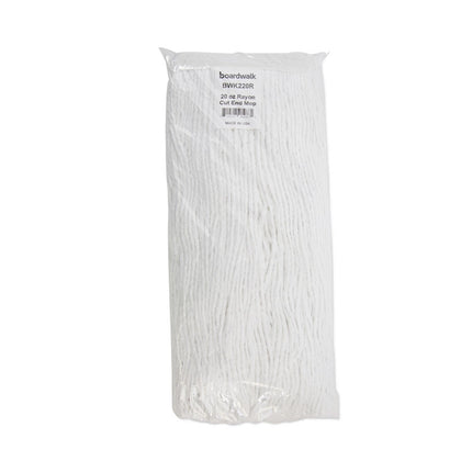 Premium Cut-End Wet Mop Heads, Rayon, 20oz, White, 12/carton