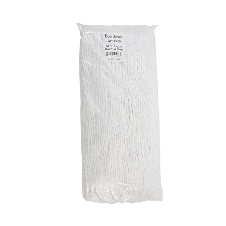 Premium Cut-End Wet Mop Heads, Rayon, 20oz, White, 12/carton