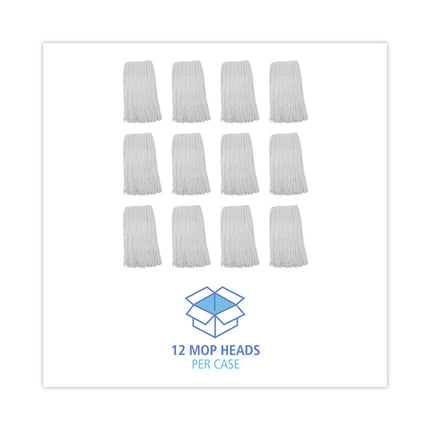 Premium Cut-End Wet Mop Heads, Rayon, 20oz, White, 12/carton
