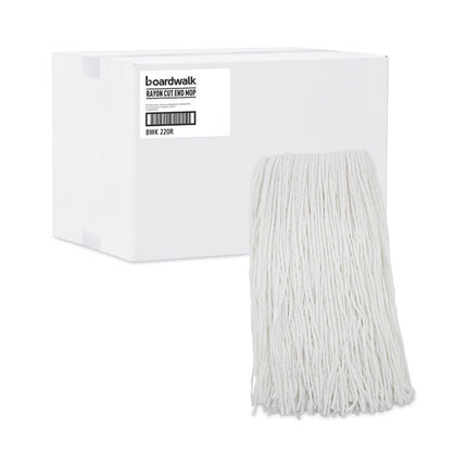 Premium Cut-End Wet Mop Heads, Rayon, 20oz, White, 12/carton