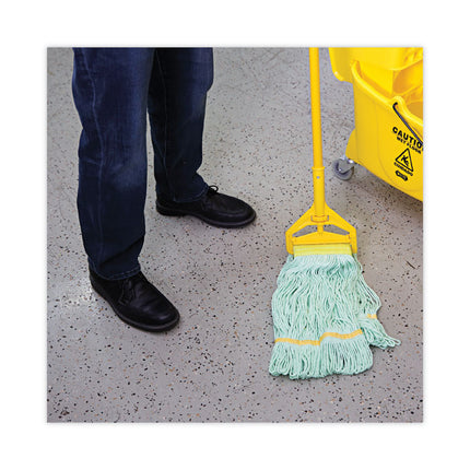 Ecomop Looped-End Mop Head, Recycled Fibers, Medium Size, Green