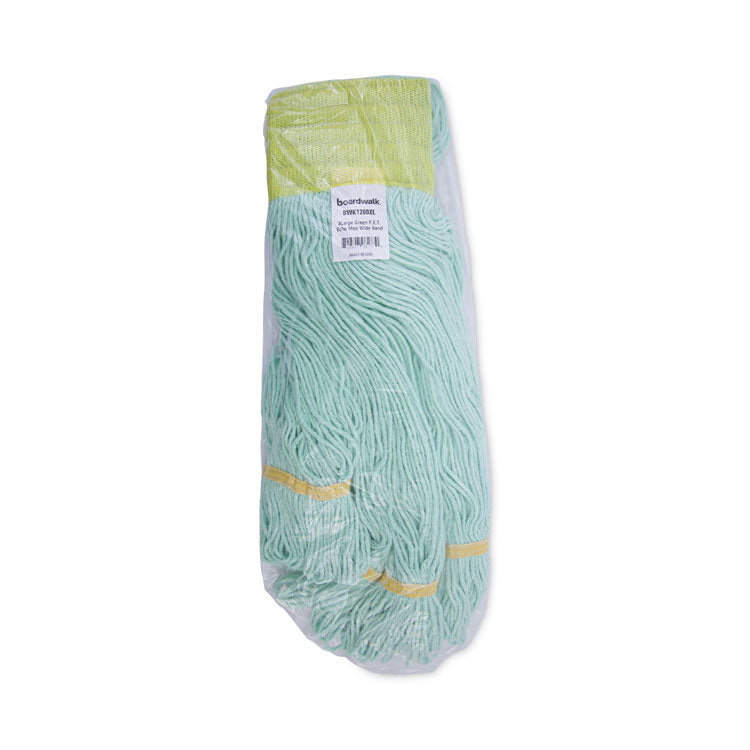 Ecomop Looped-End Mop Head, Recycled Fibers, Extra Large Size, Green