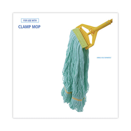 Ecomop Looped-End Mop Head, Recycled Fibers, Extra Large Size, Green, 12/ct
