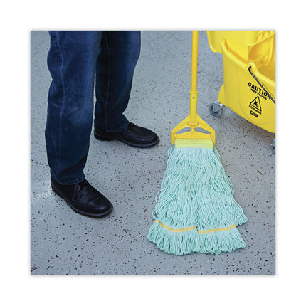 Ecomop Looped-End Mop Head, Recycled Fibers, Extra Large Size, Green, 12/ct