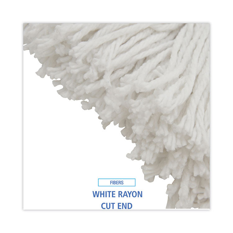 Mop Head, Value Standard Head, Rayon Fiber, Cut-End, Size No. 16, White, 12/carton