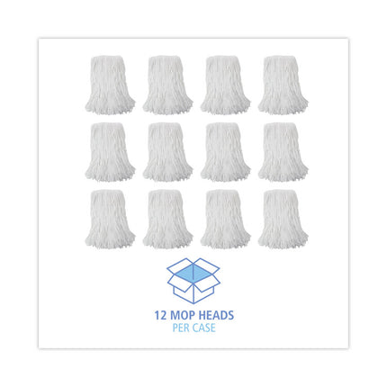 Mop Head, Value Standard Head, Rayon Fiber, Cut-End, Size No. 16, White, 12/carton