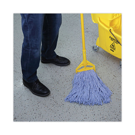 Mop Head, Standard Head, Cotton/synthetic Fiber, Cut-End, #24, Blue, 12/carton