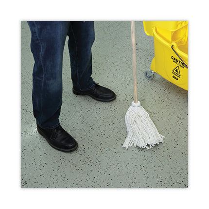Handle/Deck Mops, #12 White Rayon Head, 48" Natural Wood Handle, 6/Pack
