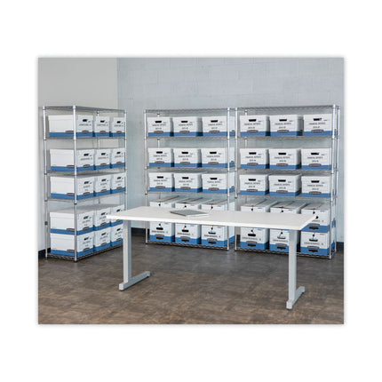 Stor/file Medium-Duty Letter/legal Storage Boxes, Letter/legal Files, 12.75" X 16.5" X 10.5", White/blue, 4/carton