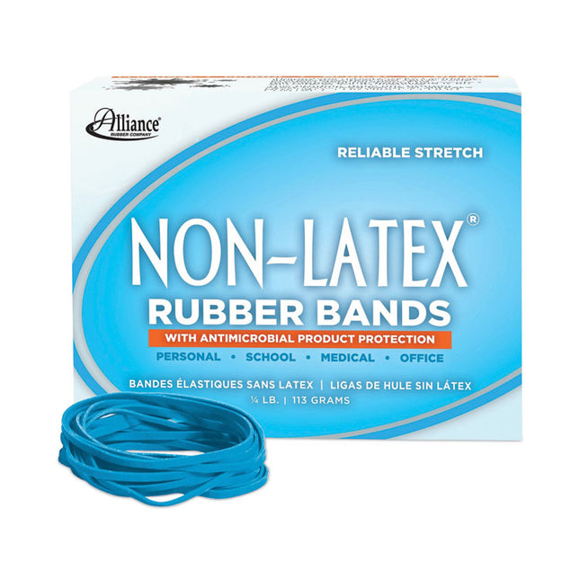 Antimicrobial Non-Latex Rubber Bands, Size 33, 0.04" Gauge, Cyan Blue, 4 Oz Box, 180/box
