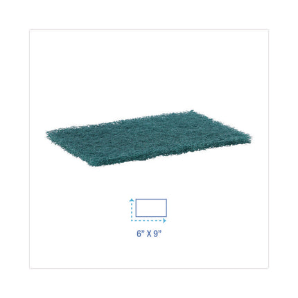 Heavy-Duty Scouring Pad, 6 x 9, Green, 15/Carton