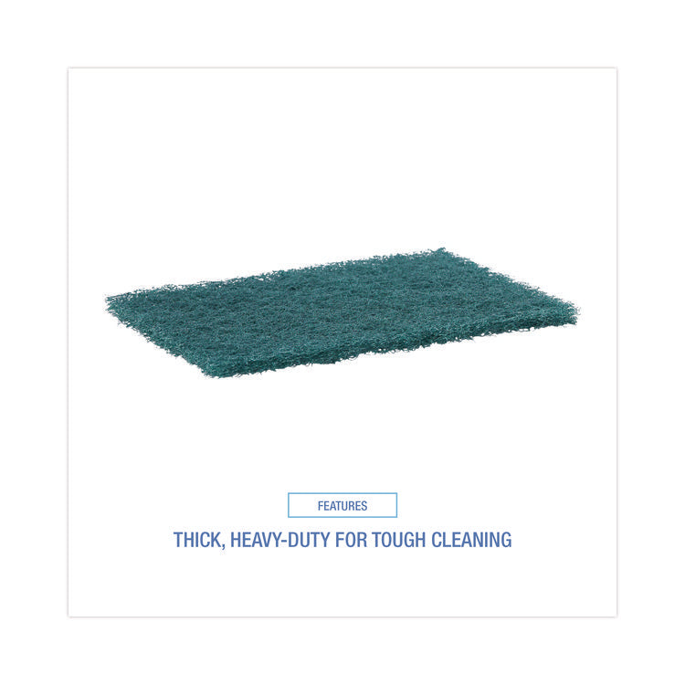 Heavy-Duty Scouring Pad, 6 x 9, Green, 15/Carton